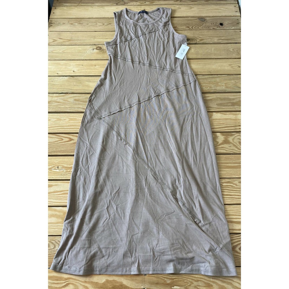 NWT KLD Sleeveless Dress Medium Women’s Mocha Grey Ribbed MSRP $29.50